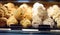 Famous Bavarian pastry - Snowball. Shopping on traditional Christmas market in Germany. Candy, pastry and gingerbread in