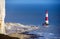 The famous Beachy Head lighthouse and chalk cliffs near Eastbourne in East Sussex, England