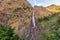 Famous Birthi water fall with mountain landscape at hill station Munsiyari Uttarakhand India.