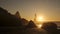 Famous Black Sand Beach In Iceland, Sunset over Volcanic Cliffside, North Atlantic Ocean Water, Vik, Shot in 8K