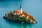 Famous Bled Lake in Triglav National Park in the Julian Alps with a forest in autumn colors