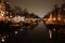 Famous bridge in amsterdam. romantic night landscape. a bit of haze and fog makes the magic channel