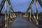 The famous bridge in Frankfurt with many locks, shot in the dark