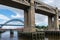 Famous bridges linking Newcastle and Gateshead over the river Tyne