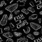 The famous British fast food is fish and chips. Fish and chips seamless pattern. English fish and chips for fast food