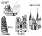 Famous buildings, city symbols