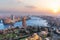 Famous Cairo downtown panorama, sunset view, Egypt