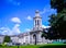 Famous Campanile inside Trinity College Dublin in a Sunny Day