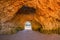 Famous caves in a beach rock formation in the Algarve, Portugal.