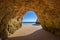 Famous caves in a beach rock formation in the Algarve, Portugal