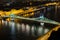 The famous Chain Bridge at night in Budapest, Hungary