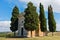 Famous chapel Cappella Madonna di Vitaleta near Pienza, Siena province, Tuscany