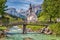 Famous church in the idyllic mountain village Ramsau, Bavaria, Germany