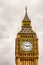 Famous clock tower of Big Ben is a classic symbol of London with cloudy sky on the background