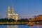 The famous Cologne Cathedral and the river Rhine