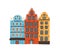 Famous colorful houses on Stortorget or Grand Square in Stockholm, Sweden. Notable Swedish building. Colored flat vector