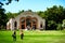 The famous Conservatory flower glasshouse inside the Fitzroy Garden in Melbourne, Australia