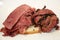 Famous Corned Beef and Pastrami on rye sandwich