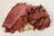 Famous Corned Beef and Pastrami on rye sandwich