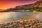 The famous Croatian riviera at sunset,Makarska,Dalmatia,Croatia