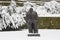 Famous Croatian writer Miroslav KrleÅ¾a monument in Zagreb in winter time