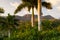 Famous Cuba farmland tobacco area at sunset, Valley de Vinales,Cuba.