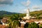 Famous Cuban city Trinidad with old church tower Convent of Saint Assisi.