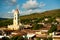 Famous Cuban city Trinidad with old church tower Convent of Saint Assisi.