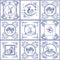 Famous delft blue tiles icons collection