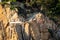 Famous divers prepare to jump and dive off a tall cliff in Acapulco Mexico