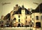 The famous dovecote house. Retro style photograph, postcard. Beaune, France