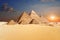 Famous Egyptian Pyramids of Giza, beautiful view