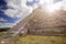 Famous El Castillo pyramid The Kukulkan Temple, feathered serpent pyramid at Maya archaeological site of Chichen Itza in Yucatan