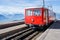 Famous electric red tourist swiss train on Rigi mountain,Switzerland,Europe