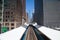 Famous elevated overhead commuter train in Chicago