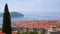 Famous European city of Dubrovnik from a bird`s eye view. Filmed in UHD 4k video