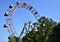 The famous Ferris wheel, Prater`s amusement park in Vienna, stands out against the clear blue sky.
