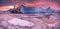 Famous Fjallsarlon glacier and lagoon with icebergs swimming on frozen water.