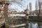 The famous Former Wine Depot Weinstadel and Water Tower Wasserturm over the river Pegnitz and  Henkersteg and Henkerhaus