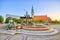 Famous fountain on Alexanderplatz in Berlin, Germany