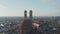 Famous Frauenkirche Cathedral, Church of Our Lady in Munich City Center, Aerial Dolly in