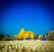 Famous full view of Somnath temple from outside. Somnath temple having lots of plastic chairs