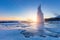 Famous Geysir in Iceland in beautiful sunset light