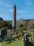 The famous Glendalough Monastic site with its round tower and cemetery in the Wicklow mountains in County Wicklow,