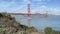 The famous Golden Gate Bridge of San Francisco seen from the viewpoint on the waterfront