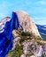 The famous granite Half Dome rock formation in the Eastern Yosemite Valley of the Sierra Nevada Mountains