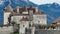 Famous Gruyere Castle in Switzerland also called Schloss Greyerz - aerial view