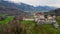 Famous Gruyere Castle in Switzerland also called Schloss Greyerz - aerial view