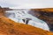 Famous Gulfoss waterfall on the Golden Circle at western side Iceland near Reykjavik.