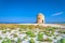 Famous Gyra beach with old windmills in Lefkada island, Greece